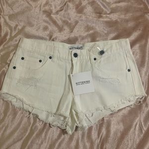 NWT Kittenish White Jean Shorts